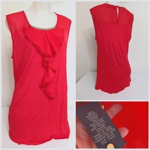 Chic Red Sleeveless Top W/ Golden Jewelry NWOT